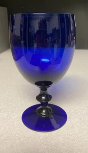 Vintage Nybro Swedish Cobalt Blue Crystal Wine Water Glasses Goblets Set Of 6 - Picture 1 of 5