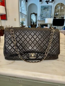 Chanel Black Quilted Caviar XXL Travel Flap Bag - Picture 1 of 15