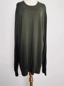 Uniqlo Jumper Unisex Size XXL Khaki Green Pure Wool Soft Lightweight Mid season - Picture 1 of 4