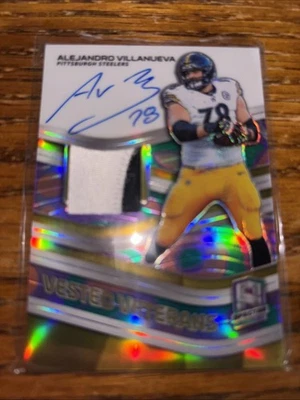 2019 Panini Spectra Vested Veterans Psychedelic Auto Alejandro Villanueva 3/5 - Image 1 of 4