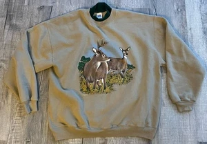 Sudadera De Colección Años 90 Deer Buck Doe Tan Jerzees Hecha en EE. UU. X-Large - Imagen 1 de 4