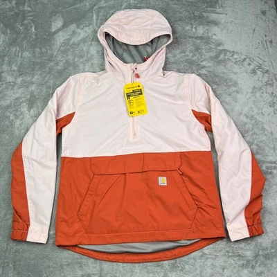 Carhartt Anorak Jacket Women XS Pink Orange Colorblock Rain Defender Lightweight - Image 1 of 4