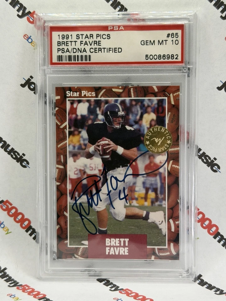 Brett Favre 1991 Star Pics #65 AUTOGRAPH ROOKIE PSA Gem Mint 10 Packers Graded - Image 1 of 2