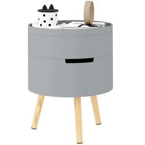 HOMCOM Side Coffee Table End Desk Night Stand w/ Detachable Tray, Grey - Picture 1 of 11