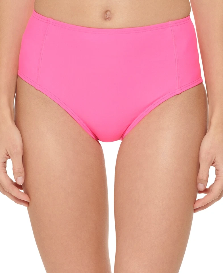 DKNY Womens Seamed High-waist Bikini Bottoms Swimwear Neon Pink size M - Image 1 of 2