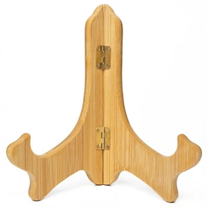 Medium Bamboo Display Stand Holder, Brass Hinges : Plate Picture Plaque - Picture 1 of 4