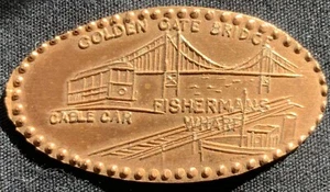 ¡COBRE! ¡RETIRADO! GOLDEN GATE, MUELLE, TELEFÉRICO - PENIQUE DE CALIFORNIA DE SAN FRANCISCO - Imagen 1 de 2