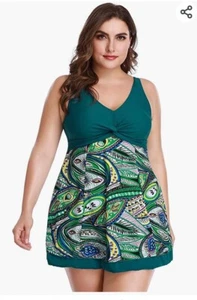 Summer Mae Bathing Suit Womens Size 5X Swimdress w Shorts Teal One Piece Plus - Picture 1 of 12