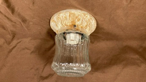 Vintage Antique Cast Iron Porch Light Ceiling Fixture Flush Mount Cover