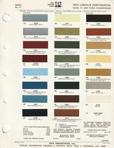 1971 AND 1972 LINCOLN CONTINENTAL THUNDERBIRD MARK III MARK IV PAINT CHIPS - Picture 1 of 9