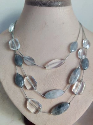 Banana Republic тройной прядь кварца камни слоистый ожерелье новый без ЯРЛЫКОВ с коробкой сказочный - Изображение 1 из 4