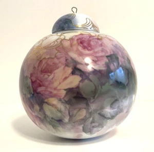 Large VTG Rare Haggerty Porcelain Ornament Watercolor Floral 5" Diameter - Picture 1 of 5
