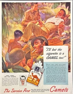 Kamele Zigaretten Pacific Theater Haarschnitt Rasur Glanz WWII Vintage Print Ad 1945 - Bild 1 von 6