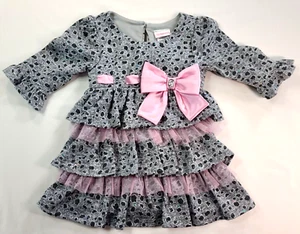 Youngland Mädchen grau und rosa Glitzer Kleid 2T - Bild 1 von 7