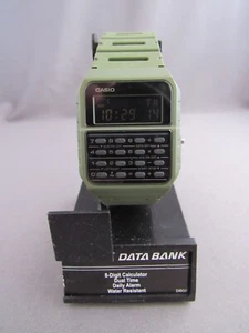 CASIO DATA BANK CA-53W DUAL TIME WR ARMY GREEN DIGITAL WRISTWATCH - Picture 1 of 7
