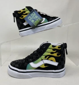 VANS TODDLER SK8-HI ZIPSneakers/High Tops Size 4/GLOW IN DARK/free Shipping/rare - Picture 1 of 11