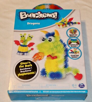 Bunchems Spin Master Glow’n The Dark Dragon Juguete Artesanal Juego Kit de Creación ~ Nuevo en Caja - Imagen 1 de 4