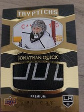 2017-18 Jonathan Quick Upper Deck Trilogy Tryptichs Relic Premium Patch /49