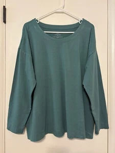 J. Jill Damen Longsleeve Luxe Supima Relaxed Tee Shirt Oberteil XL Grün - Bild 1 von 9