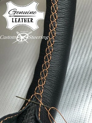 Pour Peugeot 308 07-13 Housse De Volant En Cuir Noir Beige À Double Couture - Photo 1/4