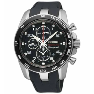 Brand New Seiko SNAE87P1 Sportura Chronograph Black Silver Black Quartz 7T82 - Picture 1 of 1