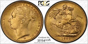 1883M St.George Reverse Sovereign McD165b S-3857C WW Complete in PCGS MS62 - Picture 1 of 3