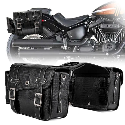 Motorcycle Saddle Bags Side Tool Bag Luggage For Harley Dyna Breakout Bad Boy - Image 1 of 4