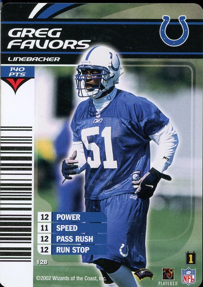 2003 NFL Showdown GREG FAVORS COLTS #128 - Image 1 of 1