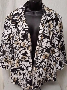 Alfred Dunner Womens Blazer Jacket Coat Size 18W Black White Brown - Picture 1 of 4