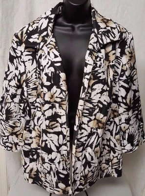 Abrigo Chaqueta Blazer Mujer Alfred Dunner Talla 18W Negro Blanco Marrón Foto 1 de 4