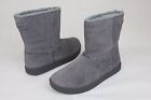Sanuk Toasty Tails Short Charcoal Suede Boots Faux Shealing Lined Size 7 Us