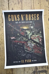 Guns N Roses - Litografia/poster tour raro - El Paso Texas 6 settembre 2017 - Foto 1 di 5