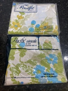 Pacific Miracale Twin Fitted And Flat Sheet - Blue & Yellow Floral-39"x75”   NEW - Picture 1 of 6