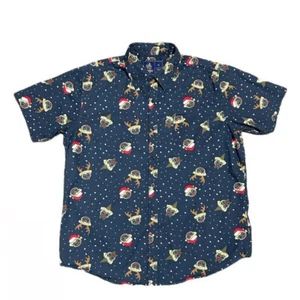Rugby University Hombres Camisa Abotonada Multicolor Novedad Perro Navidad Bolsillo XL - Imagen 1 de 6