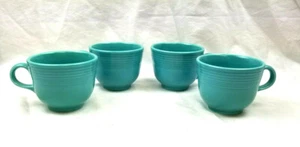 Lot: Four Vintage Fiestaware Sea Green Blue Tea Cups C Handle Fiesta HLC USA - Picture 1 of 5