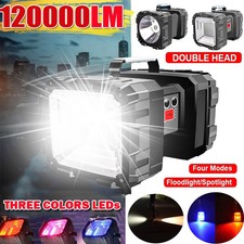 40W LED Spotlight Double Head Flashlight Searchlight Waterproof Rechargeable