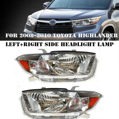 For 2008 2009 2010 Toyota Highlander Black Headlights Headlamps 08-10 Left+Right Foto 1 de 4