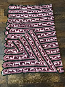 Vintage Handarbeit gehäkelt afghanisch 80"x54" Überwurf Decke Oma selten - eng & sauber! - Bild 1 von 4