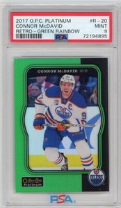 2017-18 OPC Platinum Connor McDavid Retro Green Rainbow /49 PSA 9 Mint R-20