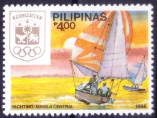 Philippines 1988 Mint no gum, Olympics Yachting, Sports  - Image 1 of 1