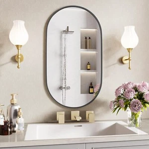 Full Frame 40x20in Oval Bathroom Mirror for Entry Living Room Wall Accent Mirror - Picture 1 of 12