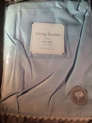 Falda de cama Living Textiles, falda de cuna azul y gris talla estándar Foto 1 de 2