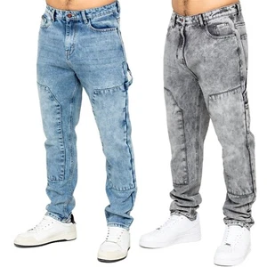 Herren Gerades Bein Jeans Enzo Regular Fit Freizeit Baumwolle Capenter Hose - Bild 1 von 20