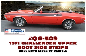 QG-509 1971 DODGE CHALLENGER - UPPER BODY SIDE STRIPE KIT - NO R/T LOGO - Bild 1 von 1