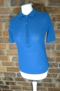 MAJESTIC FILATURES FIDJI BLUE SHORT SLEEVE CASHMERE JUMPER FITS SIZE 8 NWT - Picture 1 of 6