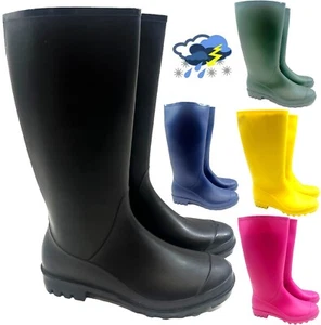 WOMENS LADIES COLOURS WELLIES FESTIVAL RAIN WATERPROOF WELLINGTON BOOTS SHOES SZ - Picture 1 of 11