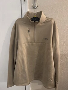 Callaway Men's Quarter Zip Pullover Media Chest Pocket - Size Large Cream (NWOT) - Picture 1 of 4