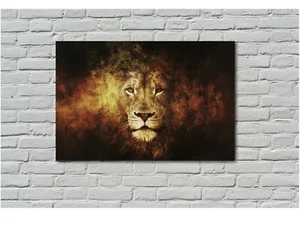 Löwe Abstrakt Kopfaufnahme Leinwand Wandbild Kunstdruck - GERAHMT - Bild 1 von 5