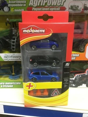MAJORETTE PLAYSET FORD FOCUS MERCEDES SLK RENAULT TWINGO modelli in metallo 1/55 - Immagine 1 di 2