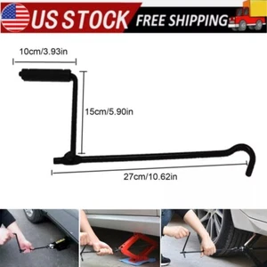 Car Folding Scissor Jack Crank Lever Handle Lift Rod Tire Wheel Lug Wrench Set - Picture 1 of 12